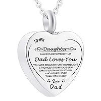Cremation Jewelry Stainless Steel Silver Engraved Urn Necklace for Ashes Keepsake Pendant Necklace For Dad