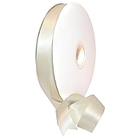 Morex Ribbon Recycled Polyester RPET Double FACE Satin Ribbon, 7/8 inch x 100 yds, Ivory