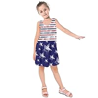 PattyCandy Girls Adorable Designs American Flag Stars Kids Sleeveless Dress