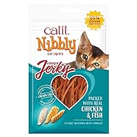 Catit Nibbly Jerky Cat Treats, Chicken & Fish Recipe - Grain-Free Cat Treat White 1.06 Ounce (Pack of 1)