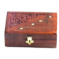 NauticalMart Handmade Decorative Wooden Jewelry Trinket Box Keepsake Organizer with Brass Inlay