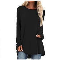 FYUAHI Women's Fashion Casual Long Sleeve Halloween Print Round Neck Pullover Top Blouse Loose Fit Tunic