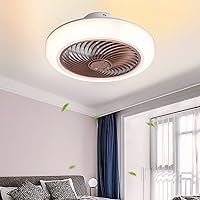 Ceiling Fan with Light and Remote Control Silent 3 Speeds Bedroom Led Dimmable Fan Ceiling Light with Timer Modern Living Roomt Ceiling Fan Light/Brown