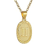 GOLDCHIC JEWELRY Gold Zodiac Necklace for Women Men, Constellation Coin Horoscope Astrology Pendant Necklaces Lucky Jewelry