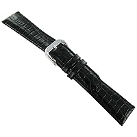 19mm DB Baby Crocodile Grain Black Padded Stitched Watch Band Strap