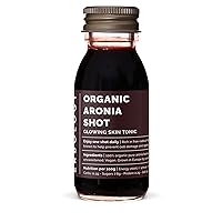 100% Organic Aronia Berry Juice 12 Daily Shots (2 fl oz) - Glowing Skin - Rich in Anthocyanins - Straight from Farm in Europe - Undiluted - No Added Sugar - Non-GMO - Recyclable Glass Bottle