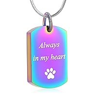 Cremation Jewelry Urn Necklace for Ashes, Always in My Heart Paw Print Keepsake Pendant Locket for Pet Cat's Dog's Ashes