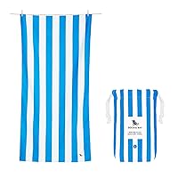 Beach Towel - Quick Dry, Sand Free - Compact, Lightweight - 100% Recycled - Includes Bag - Cabana - Bondi Blue - Large (160x90cm, 63x35)