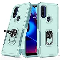 Case for Moto G Stylus 5G 2021,Heavy Duty Shockproof Full Protective [Dual Layer] [Hard PC],Built in Finger Ring Kickstand Protective Phone Case for Motorola Moto G Stylus 5G 2021 (Blue Green)
