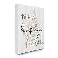 Stupell Industries Think Happy Thoughts Quote Minimal Thistle Design, Designed by Daphne Polselli Wall Art, 16 x 20, Canvas