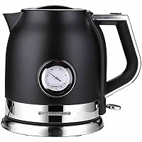 Kettles, Stainless Steel, Fast Boiling, Automatic Shut-Off and Dry Boil Protection, 1.8L Cordless Tea Kettle with Led Light, Water and Temperature Gauge/Black/18 * 25 * 23CM