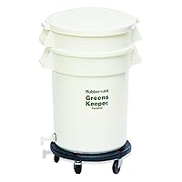 Rubbermaid Commercial Products Greens Keeper Food Container with Lid and Dolly, 32-Gallon, White, Storage/Food Organization in Restaurants/Hospitals/Schools for Vegetables/Grains/Produce
