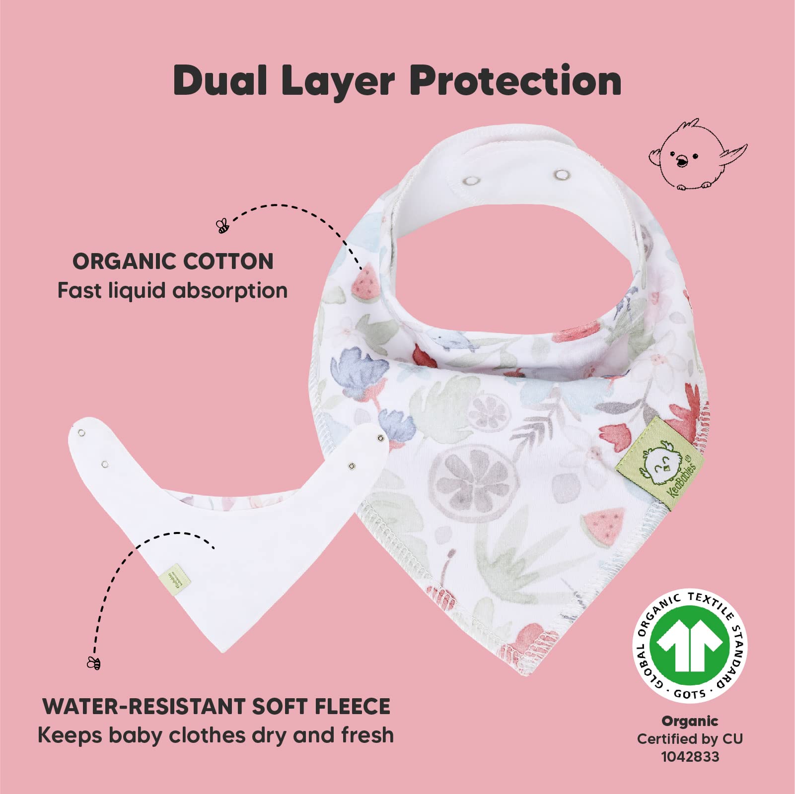 KeaBabies Organic Burp Cloth & Organic Bandana Bibs Soft Cotton Burp Cloth & Bib Set For Baby Boys & Girls - Perfect Baby Shower Present For New Mom