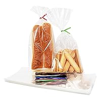 100PCS Cellophane Bags 5x11 inches, Clear Treat Bags with 4’’ Twist Ties, Plastic Cello Bags - 1.4 mils Thick OPP Rice Crispy Bags for Gift Goodie Favor Candy Cake Pop Birthday Party Cookies (5’’ x 11’’)