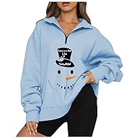 Thermal Shirts for Women 1/4 Zip Graphic Hoodie Long Sleeve Oversize Plus Size Flannel Shirts for Women