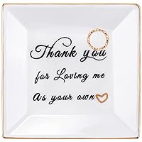 Mother in Law Birthday Gifts from Daughter in Law - Ceramic Ring Dish Jewelry Plate Trinket Tray - Mother's Day Christmas Gifts for Mother in law or Stepmother - Thank You for Loving Me as Your Own