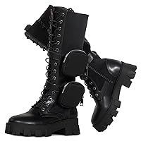 RF ROOM OF FASHION Women's Lug Sole Knee High Combat Boots