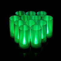 Flameless Candles, Battery Operated LED Pillar Candles, D1.5 x H3 inch, Flickering Green Long Flame-Effect Light, Romantic Electronic Fake Votive Candles for Halloween, Set of 12 (Green)