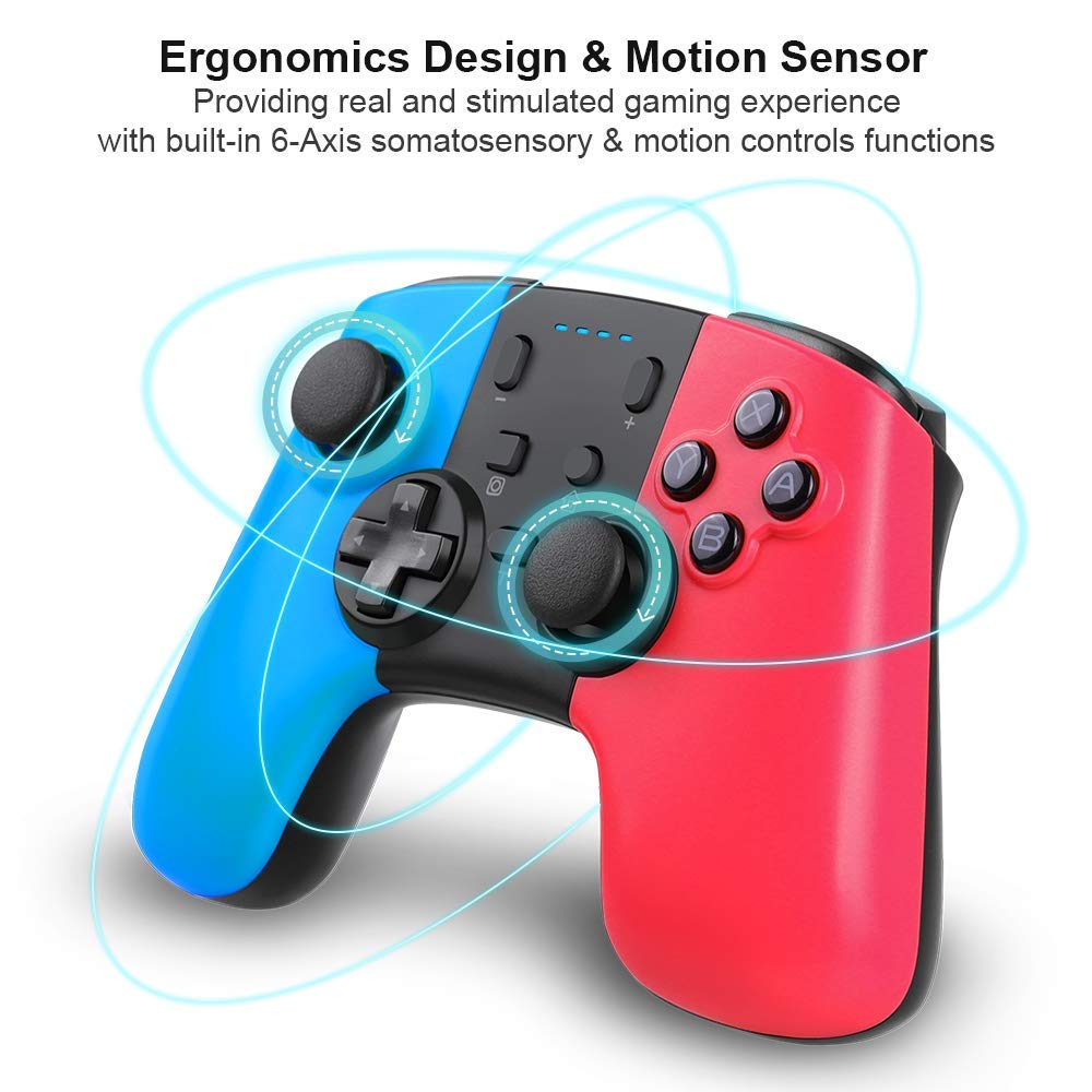Wireless Controller for Nintendo Switch,STOGA Remote Pro Controller for Nintendo Switch Console, Game Controller Supports Gyro Axis, Thrbo and Dual Vibration (Red&Blue)
