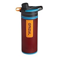 GRAYL GeoPress 24 oz Water Purifier Bottle - Filter for Hiking, Camping, Survival, Travel (Wanderer Red)
