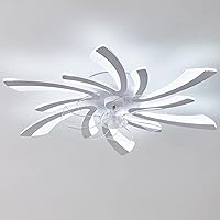 Fan Lamps，Ceiling Fan with Remote Control Reversible Motor Dimmable Ceiling Fan with Light 6 Air Speeds for Living Room Bedroom Winter and Summer Function/White