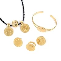 African 24K Gold Coin Jewelry Sets Ethiopian Coin Set Necklace Jewelry