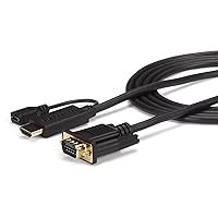 StarTech.com HDMI to VGA Cable – 6ft 2m - 1080p – Active Conversion – HDMI to VGA Adapter Cable for Your VGA Monitor / Display (HD2VGAMM6)