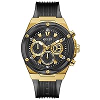 GUESS Men's Stainless Steel Analog Watch with Silicone Strap