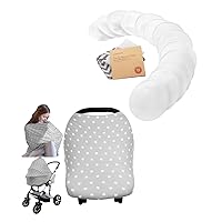Keababies Bamboo Viscose Nursing Breast Pads and Baby Car Seat Cover - 14 Washable Pads + Wash Bag - Car Seat Covers for Babies, Multi-Use Nursing Cover