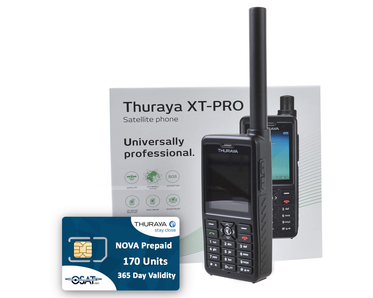 OSAT Thuraya XT Pro Satellite Phone & NOVA SIM with 170 Units (200 Minutes) with 365 Day Validity