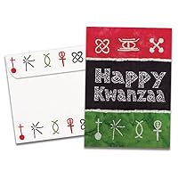 Tree-Free Greetings Holiday 10 Pack with Matching Envelopes, Eco Friendly, Made in USA, 100% Recycled Paper, 5”x7”, Batik Kwanzaa (HB53477)
