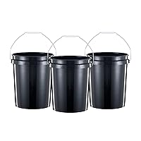 United Solutions 5 Gallon Bucket Heavy Duty Plastic Bucket Comfortable Handle Easy to Clean Perfect for on The Job Home Improvement or Household Cleaning; Black , 3 Count (Pack of 1)