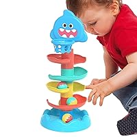 Ball Drop Toy, Ball Track Toy Tower, Swirl Tower Ball Roll Toy, Toddler Ball Drop Toy, Shark Design Ball Track, Creative Ball Tower Playset Fun and Educational Toy for Boys and Girls