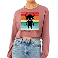 Satan Cropped Long Sleeve T-Shirt - Not Today Women's T-Shirt - Colorful Long Sleeve Tee