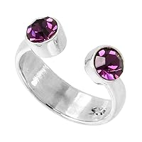 Sterling Silver Birthstone Colors Crystal Toe Ring for Women Teen Girls Open Top Midi Ring Knuckle Ring Adjustable sizes 2 to 4