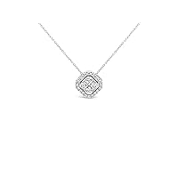 The Diamond Deal 18kt White Gold Womens Necklace Halo Square-shaped Cluster VS Diamond Pendant 0.74 Cttw (16 in, 2 in ext.)