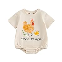 Gueuusu Baby Free Range Clothes Short Sleeve Crewneck Bodysuit Chicken Shirt Romper Infant Summer Outfits