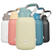BJPKPK Half Gallon Insulated Water Bottles, 64oz Water Jug with Metal Handle & BPA Free Spout Lid, Dishwasher Safe Thermos Water Bottle, Large Stainless Steel Gym Sport Water Bottles, Chartreuse
