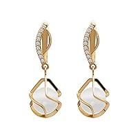 DAZLIME Gold Earrings for Women,14k Cat's Eye Stone Dangle Earrings,Stylish and Simple Gemstone Stud Drop Dangle Earrings for Women,Perfect Gift For Friends and Family