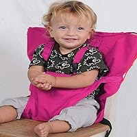 Baby Portable Travel Chair Booster Safety Seat Baby Portable Baby Chair seat Belt Cover Infant Harness Washable (Pink)