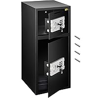 Large Double Door Security Safe Box 2.6 Cubic Feet Steel Safe Box Strong Box with Digital Lock for Money Gun Jewelry Black