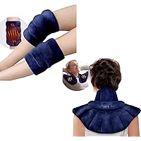 REVIX Microwavable Knee Heating Pad for Knee Pain Relief, and Microwave Heating Pad for Neck Shoulders with Herbal Aromatherapy, Navy