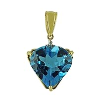 Swiss Blue Topaz Natural Gemstone Trillion Shape Pendant 925 Sterling Silver Party Jewelry | Yellow Gold Plated