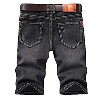 Men's Blue Denim Shorts Summer Business Casual Straight Five-Point Pants Male Classic Black Jeans