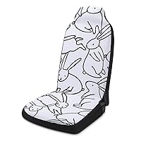 Bunny Rabbit Printed Car Seat Covers Universal Auto Front Seats Protector with Pockets Fits for Most Cars