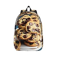Cookies Food Chocolate Chips Biscuits Print Canvas Laptop Backpack Outdoor Casual Travel Bag Daypack Book Bag For Men Women