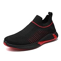 Mens Slip-On Loafers Comfortable Slip Resistant Walking Shoes Breathable Lightweight Work Shoe Black Casual Sneakers