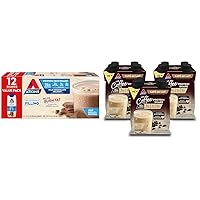 Atkins Milk Chocolate Delight Protein Shake & Café au Lait Iced Coffee Protein Shake, 15g Protein, Low Glycemic, 3g Net Carb, 1g Sugar, Keto Friendly, 12 Count