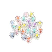20Pcs/Pack Shiny Acrylic Flower-Shaped Spacer Bead Transparent Cute Kawaii Beads for Bracelets Necklace DIY Jewelry Making Supplies (Mixed)