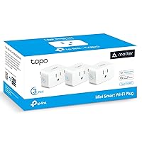 Tapo Matter Supported Smart Plug Mini, Compact Design, 15A/1800W Max, Super Easy Setup, Works with Apple Home, Alexa & Google Home, UL Certified, 2.4G Wi-Fi Only, White, Tapo P125M(3-Pack)